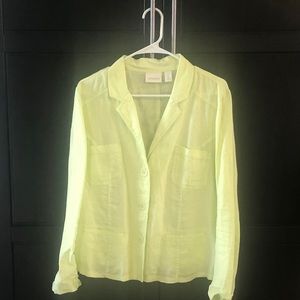 Chico’s lime green linen jacket size 2